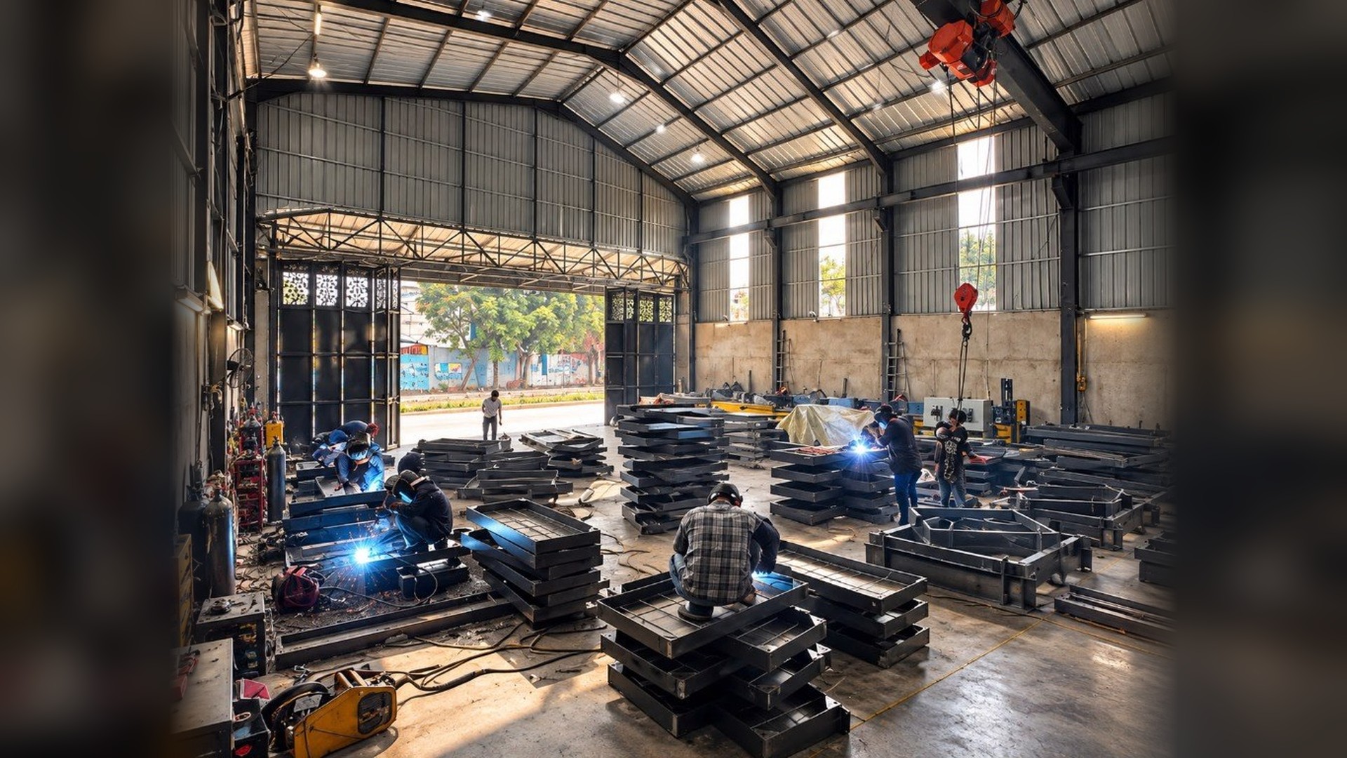 Workshop Hukama Steel Metalindo Bojong Menteng - Area Fabrikasi & Pengelasan Struktur Baja